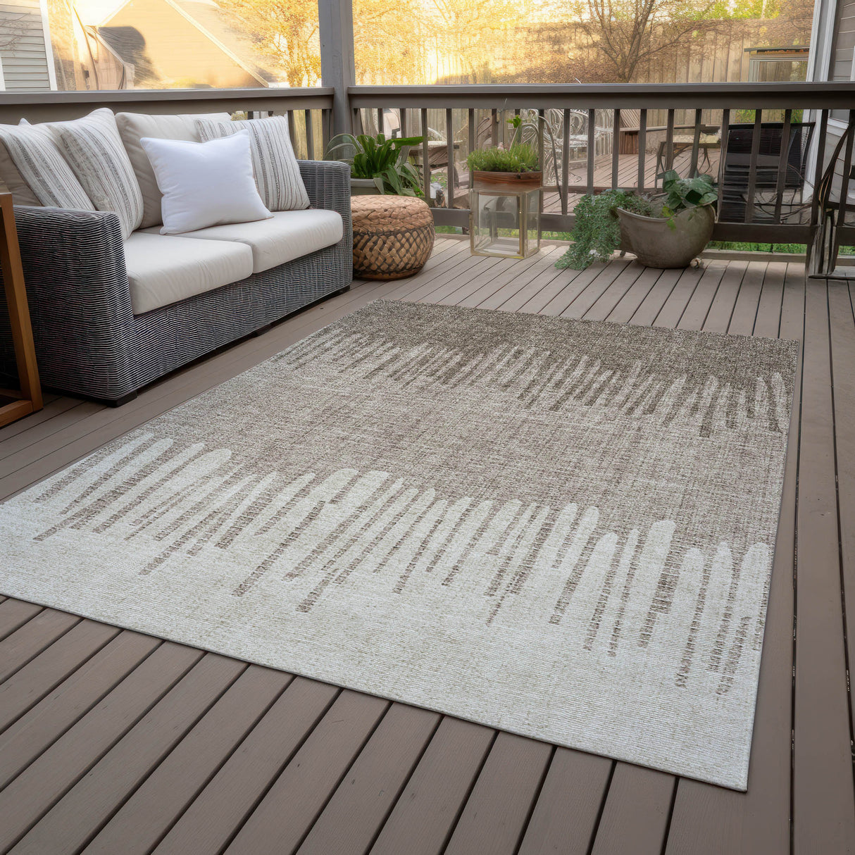 Addison Chantille ACN2135 Stripes Machine Made Transitional Brown Rug