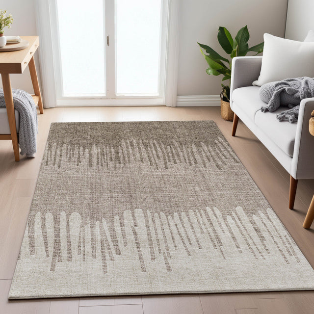 Addison Chantille ACN2135 Stripes Machine Made Transitional Brown Rug