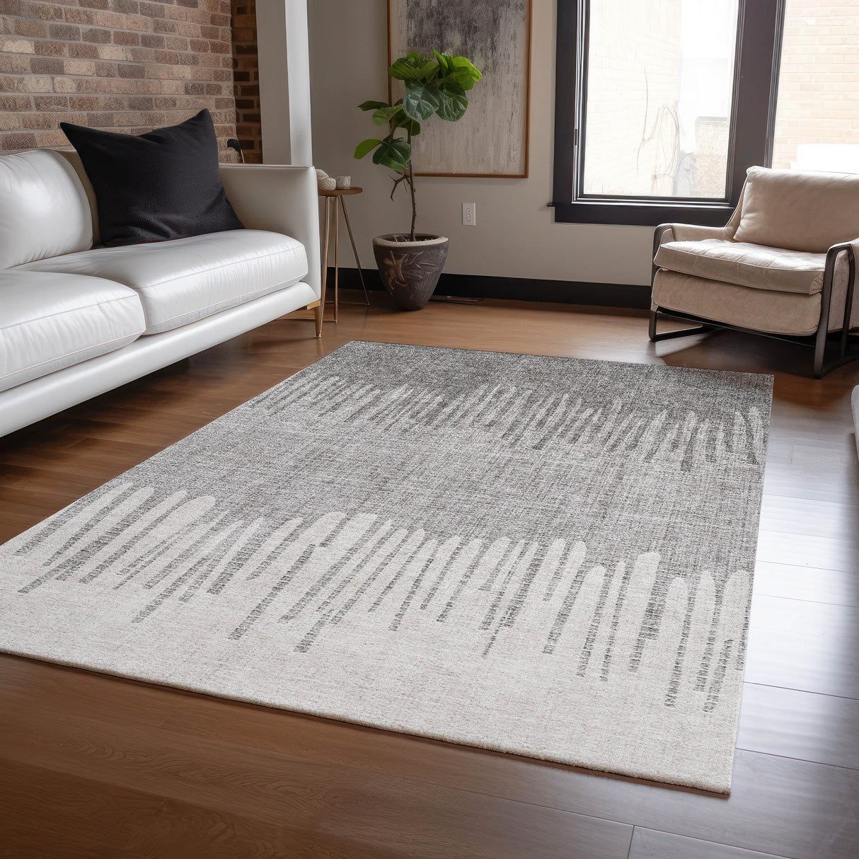 Addison Chantille ACN2135 Stripes Machine Made Transitional Gray Rug