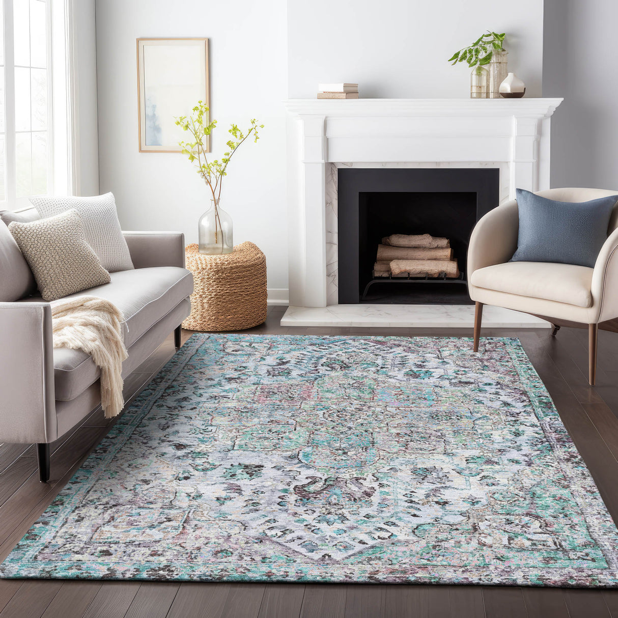 Addison Chantille ACN2138 Global Machine Made Traditional Sky Rug