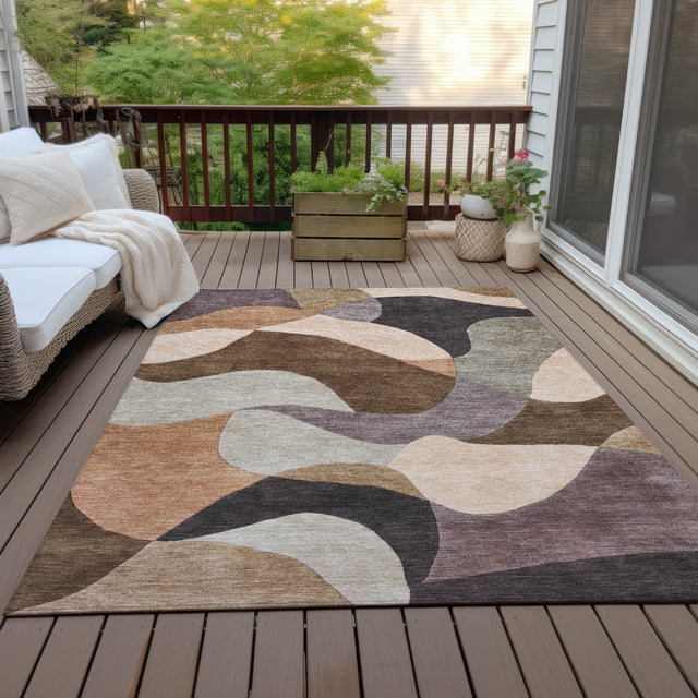 Addison Chantille ACN2141 Abstract Machine Made Transitional Chocolate Rug