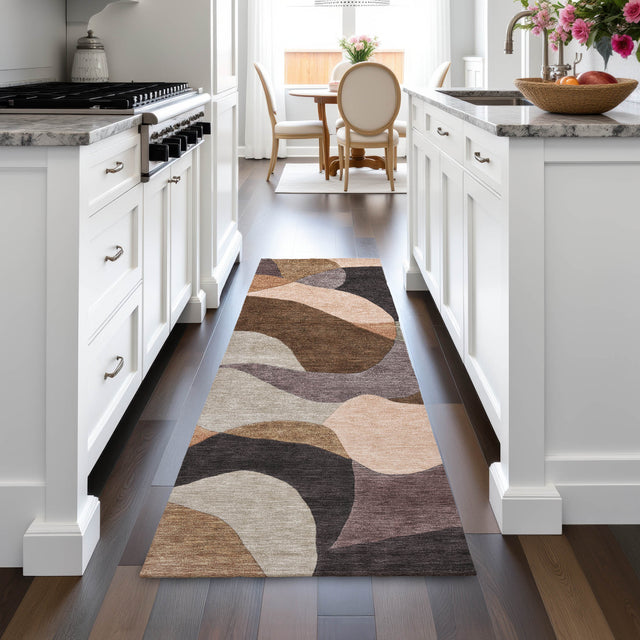 Addison Chantille ACN2141 Abstract Machine Made Transitional Chocolate Rug