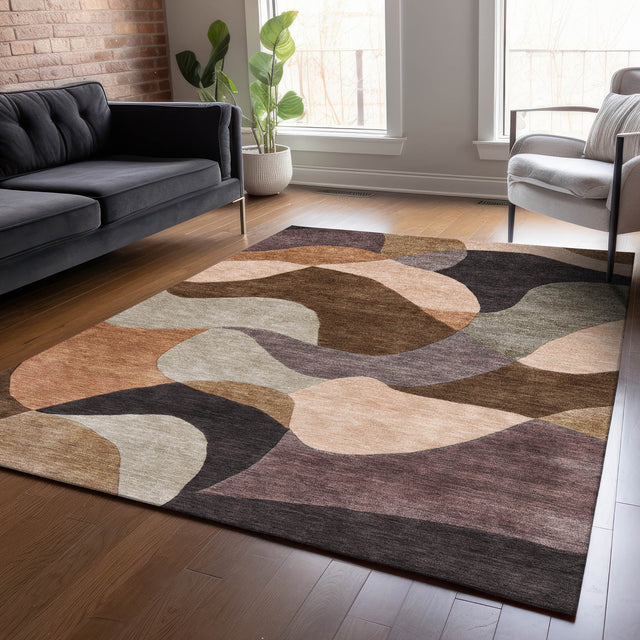 Addison Chantille ACN2141 Abstract Machine Made Transitional Chocolate Rug