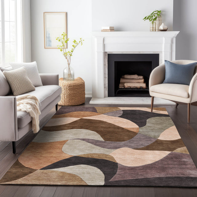 Addison Chantille ACN2141 Abstract Machine Made Transitional Chocolate Rug