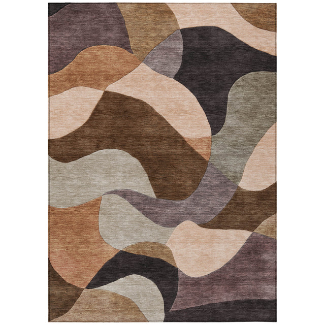 Addison Chantille ACN2141 Abstract Machine Made Transitional Chocolate Rug