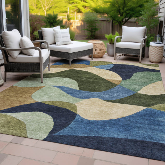Addison Chantille ACN2141 Abstract Machine Made Transitional Green Rug