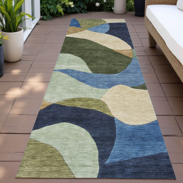 Addison Chantille ACN2141 Abstract Machine Made Transitional Green Rug