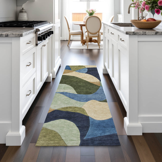 Addison Chantille ACN2141 Abstract Machine Made Transitional Green Rug