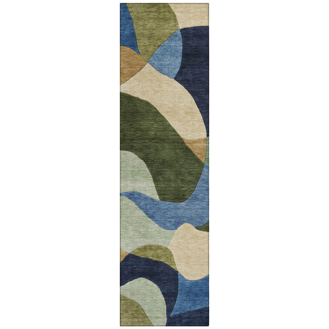Addison Chantille ACN2141 Abstract Machine Made Transitional Green Rug