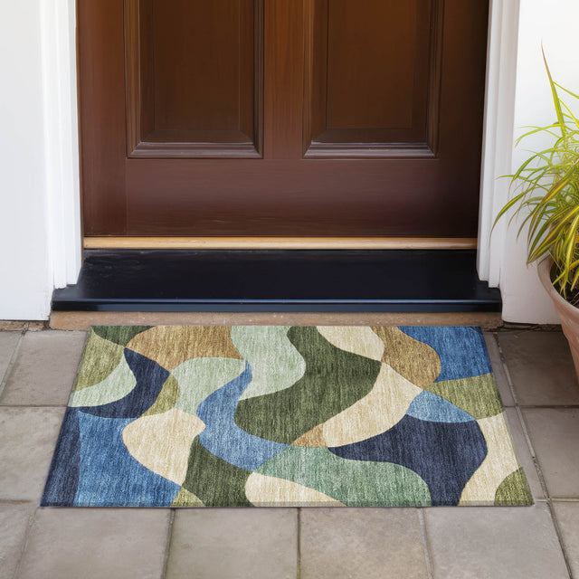 Addison Chantille ACN2141 Abstract Machine Made Transitional Green Rug