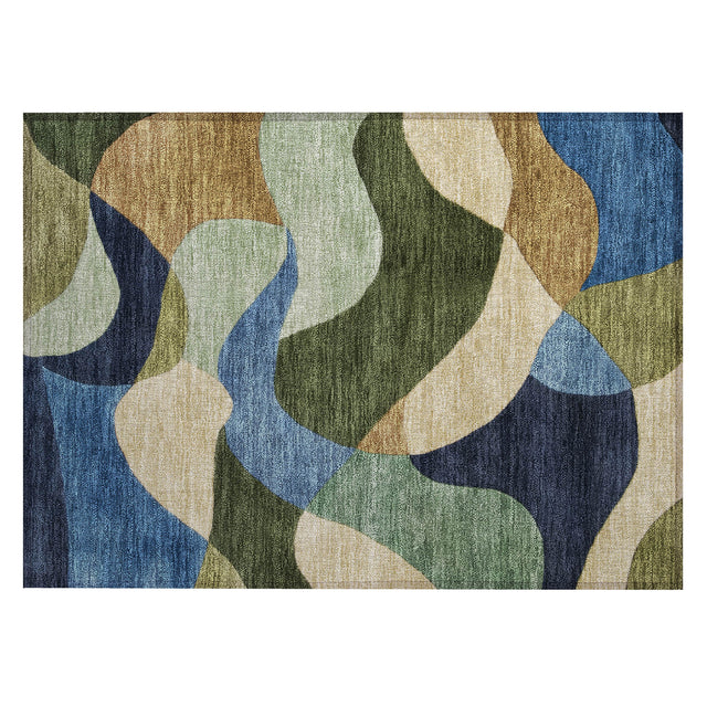 Addison Chantille ACN2141 Abstract Machine Made Transitional Green Rug