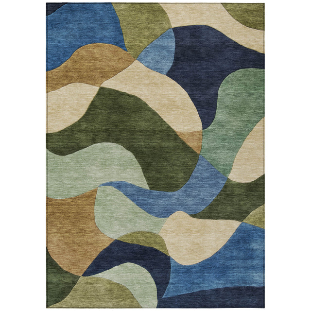 Addison Chantille ACN2141 Abstract Machine Made Transitional Green Rug