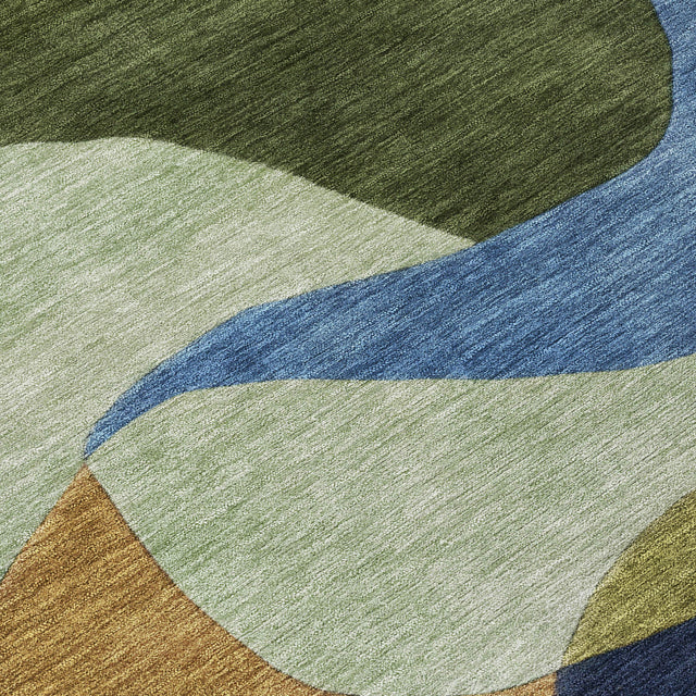 Addison Chantille ACN2141 Abstract Machine Made Transitional Green Rug