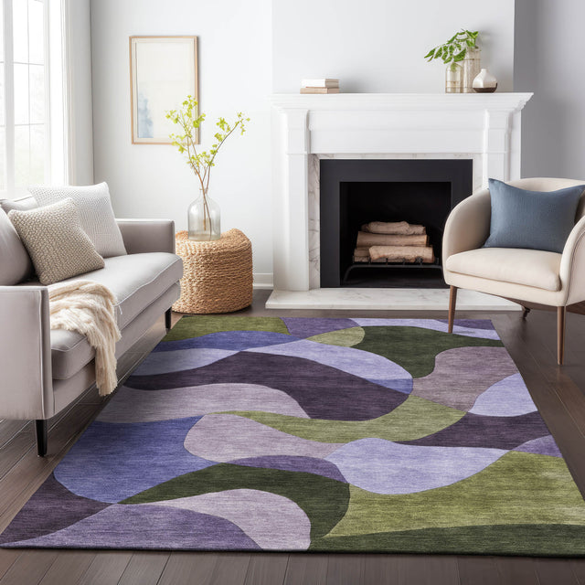 Addison Chantille ACN2141 Abstract Machine Made Transitional Purple Rug