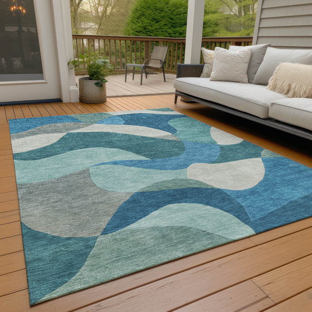 Addison Chantille ACN2141 Abstract Machine Made Transitional Teal Rug