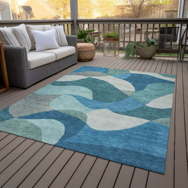 Addison Chantille ACN2141 Abstract Machine Made Transitional Teal Rug