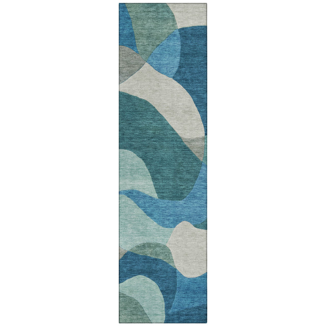 Addison Chantille ACN2141 Abstract Machine Made Transitional Teal Rug