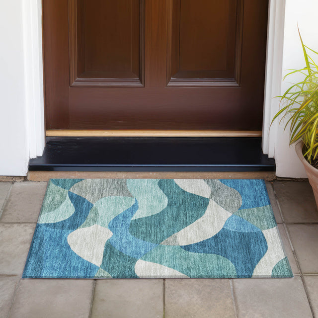 Addison Chantille ACN2141 Abstract Machine Made Transitional Teal Rug