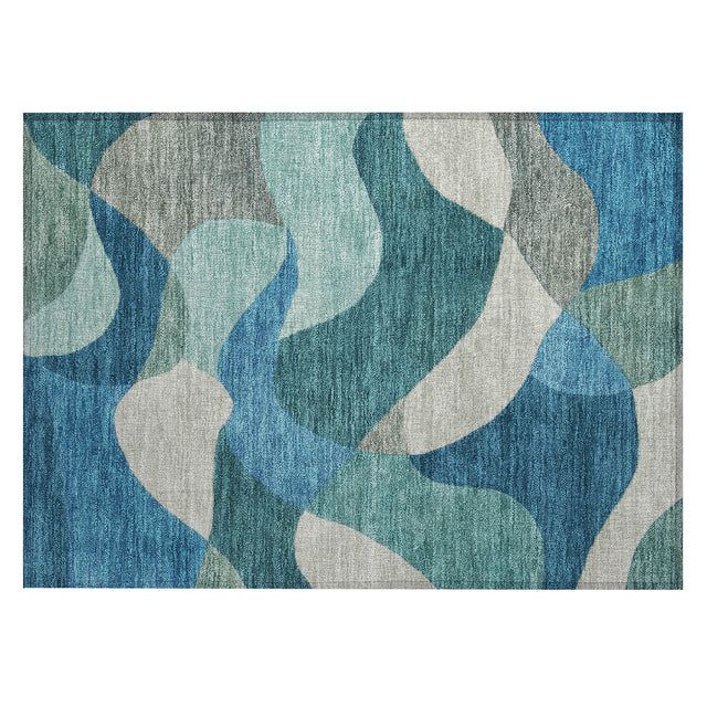 Addison Chantille ACN2141 Abstract Machine Made Transitional Teal Rug