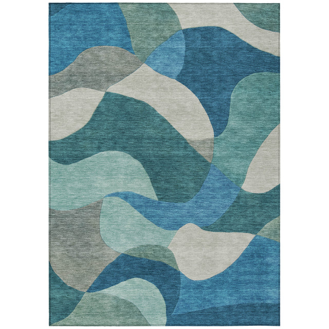 Addison Chantille ACN2141 Abstract Machine Made Transitional Teal Rug