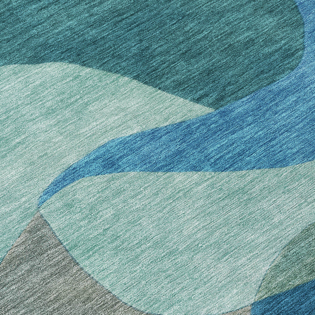 Addison Chantille ACN2141 Abstract Machine Made Transitional Teal Rug