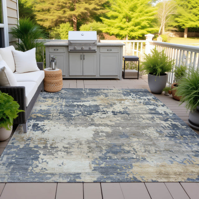 Addison Chantille ACN2142 Abstract Machine Made Transitional Blue Rug