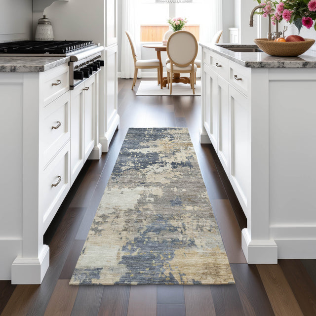 Addison Chantille ACN2142 Abstract Machine Made Transitional Blue Rug