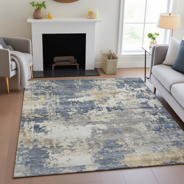 Addison Chantille ACN2142 Abstract Machine Made Transitional Blue Rug
