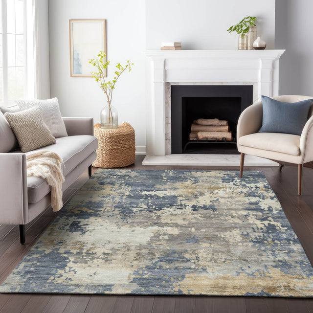Addison Chantille ACN2142 Abstract Machine Made Transitional Blue Rug