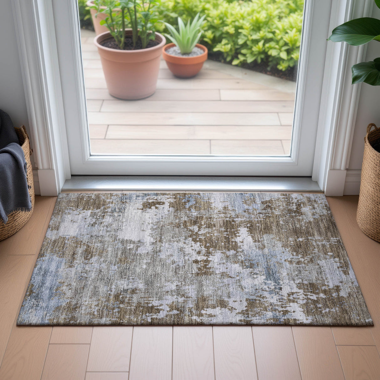 Addison Chantille ACN2142 Abstract Machine Made Transitional Chocolate Rug