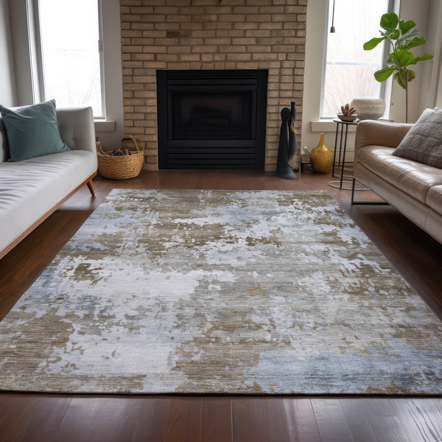 Addison Chantille ACN2142 Abstract Machine Made Transitional Chocolate Rug