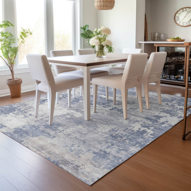 Addison Chantille ACN2142 Abstract Machine Made Transitional Denim Rug