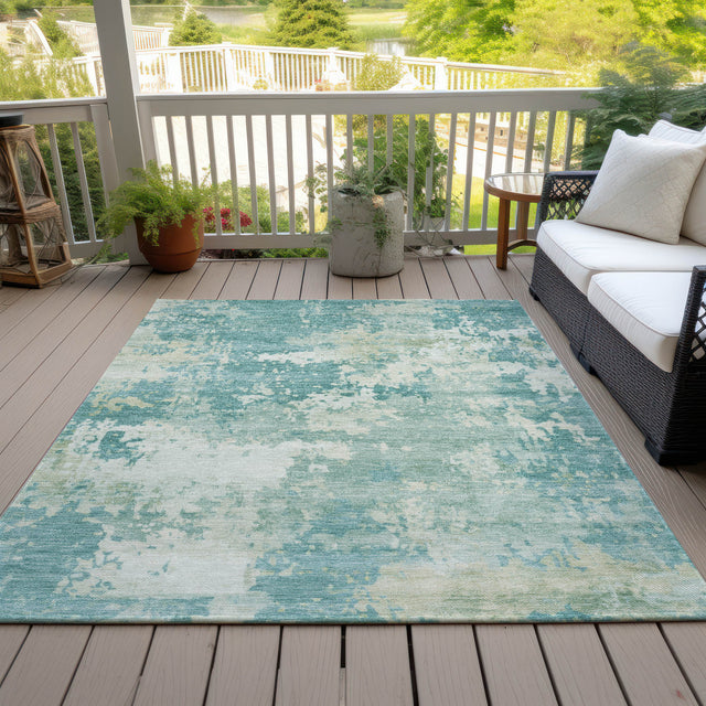 Addison Chantille ACN2142 Abstract Machine Made Transitional Teal Rug