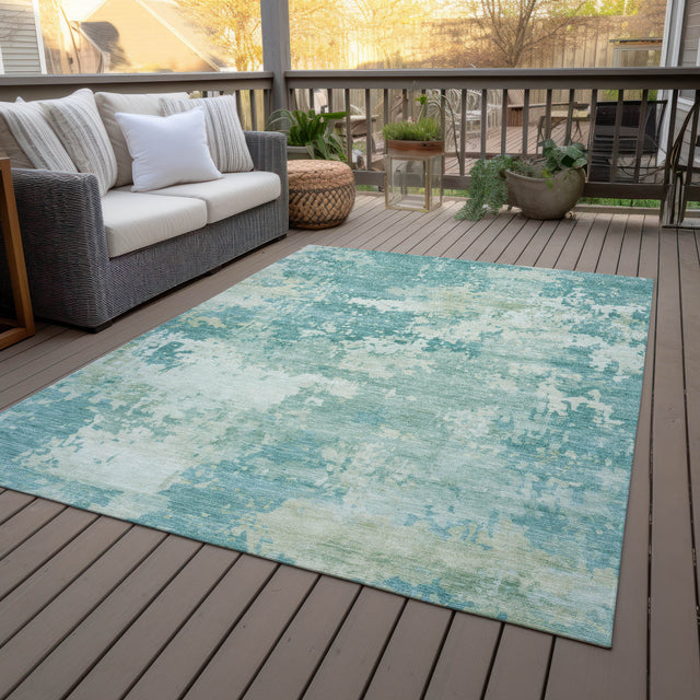 Addison Chantille ACN2142 Abstract Machine Made Transitional Teal Rug
