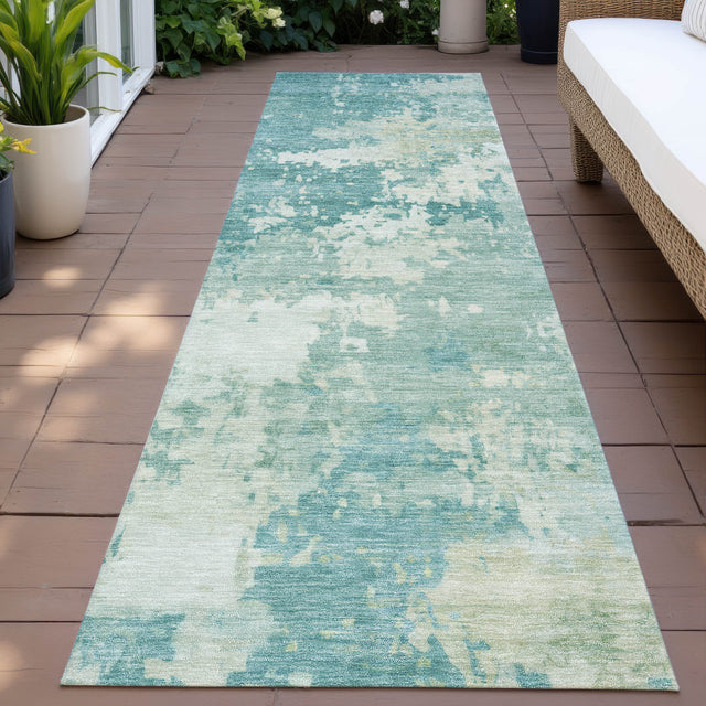 Addison Chantille ACN2142 Abstract Machine Made Transitional Teal Rug