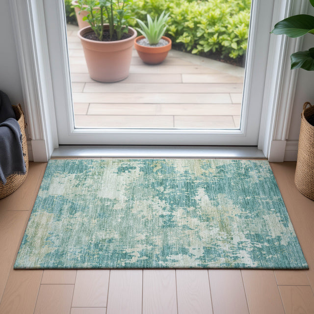 Addison Chantille ACN2142 Abstract Machine Made Transitional Teal Rug