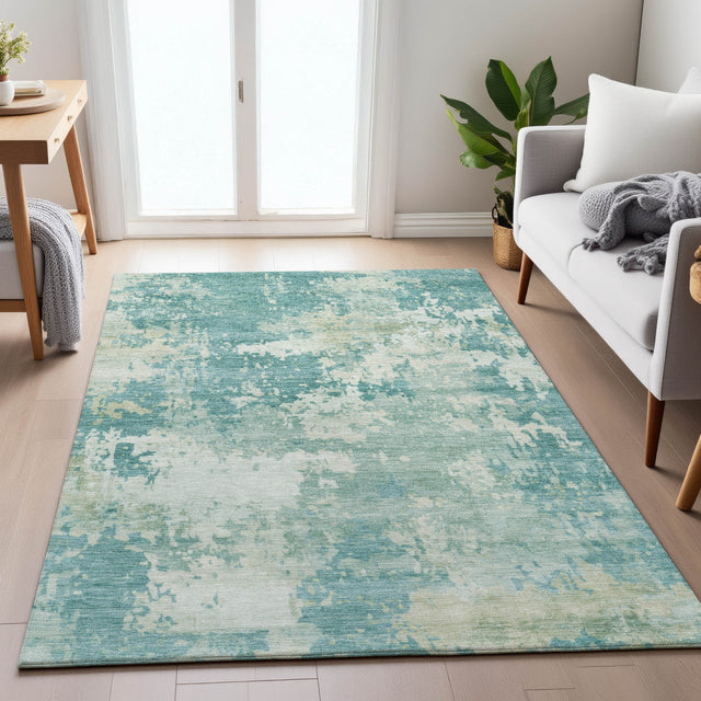 Addison Chantille ACN2142 Abstract Machine Made Transitional Teal Rug