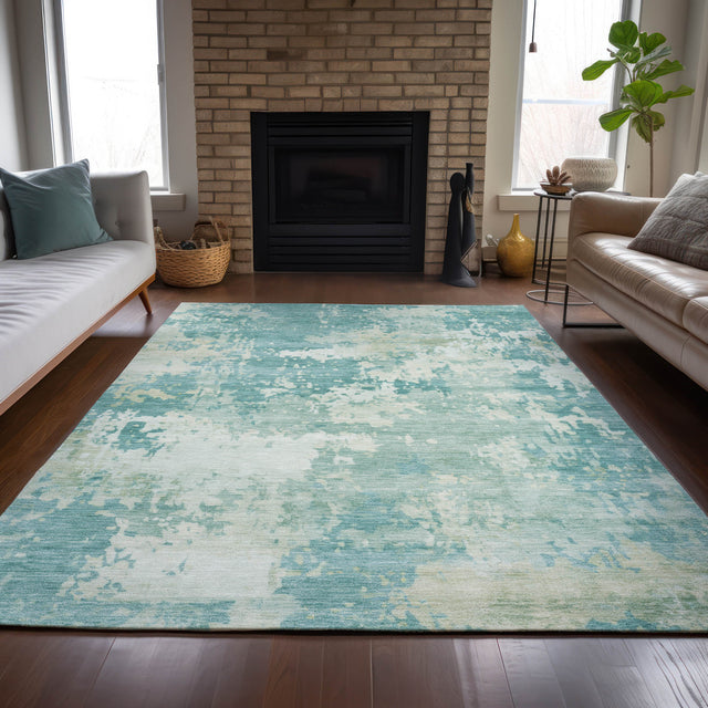 Addison Chantille ACN2142 Abstract Machine Made Transitional Teal Rug