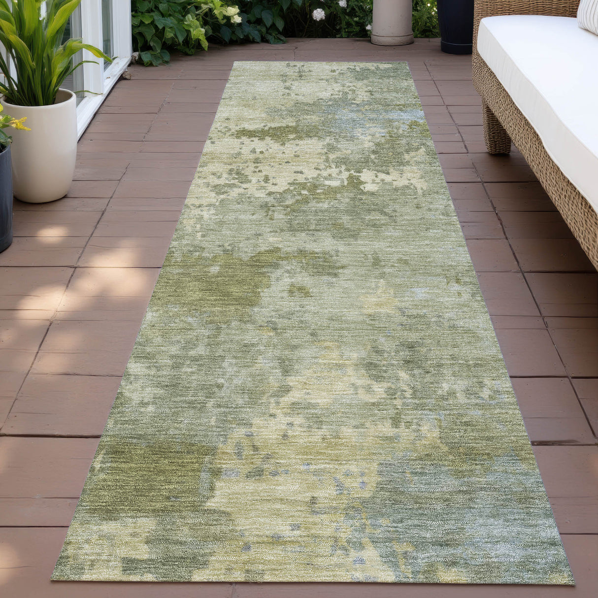 Addison Chantille ACN2143 Abstract Machine Made Transitional Green Rug