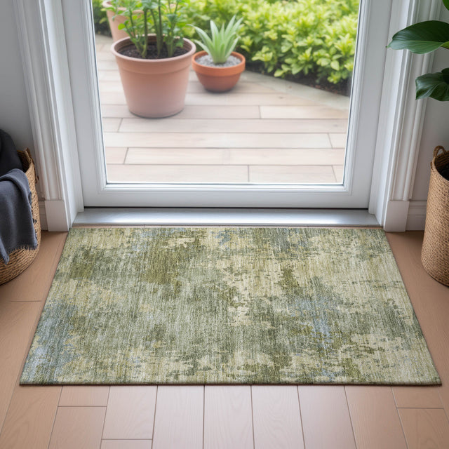 Addison Chantille ACN2143 Abstract Machine Made Transitional Green Rug
