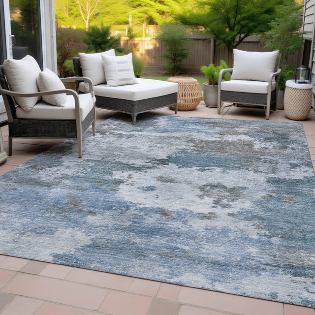 Addison Chantille ACN2144 Abstract Machine Made Transitional Blue Rug