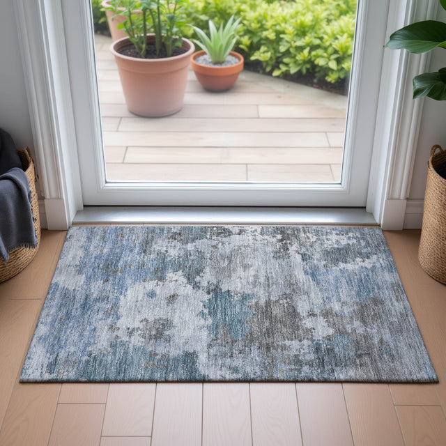 Addison Chantille ACN2144 Abstract Machine Made Transitional Blue Rug