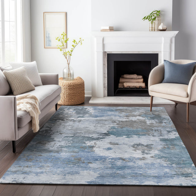 Addison Chantille ACN2144 Abstract Machine Made Transitional Blue Rug