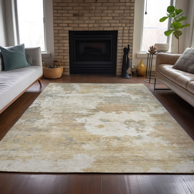 Addison Chantille ACN2144 Abstract Machine Made Transitional Khaki Rug