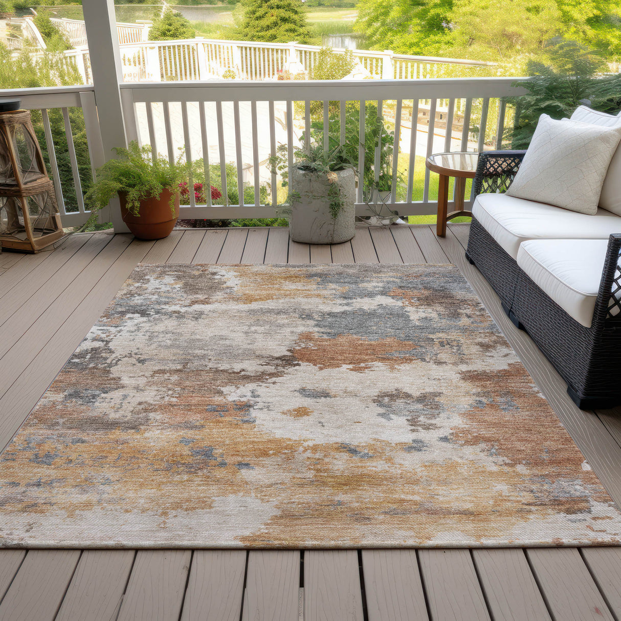 Addison Chantille ACN2144 Abstract Machine Made Transitional Paprika Rug