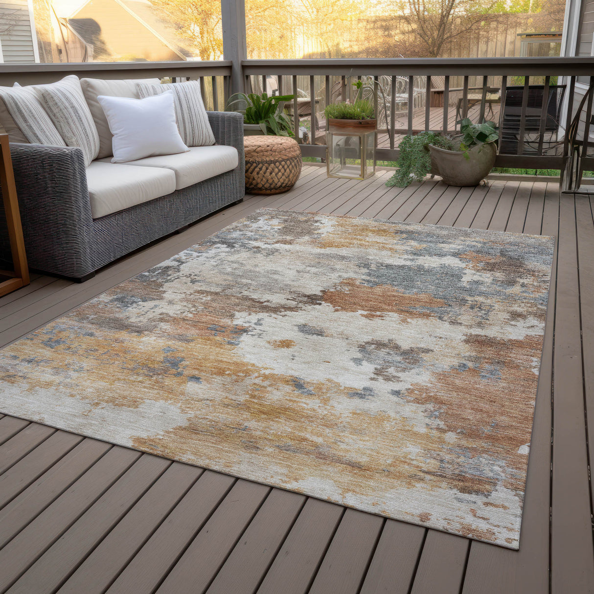 Addison Chantille ACN2144 Abstract Machine Made Transitional Paprika Rug