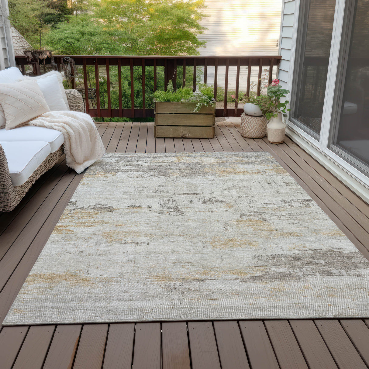 Addison Chantille ACN2145 Abstract Machine Made Transitional Putty Rug