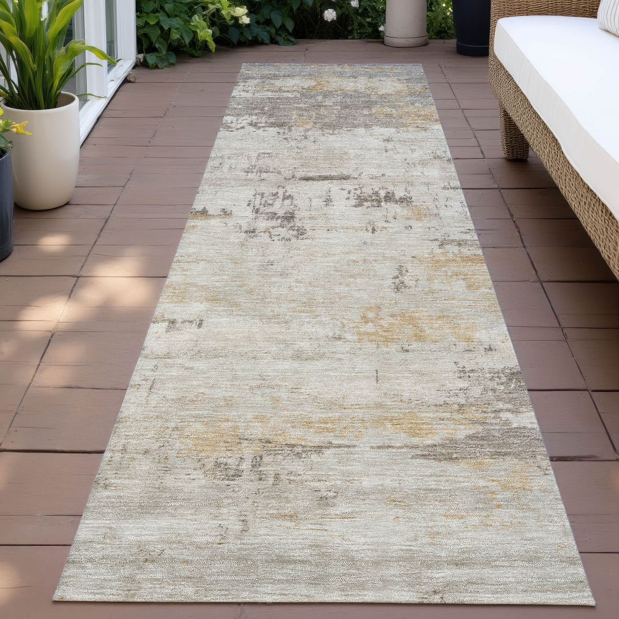 Addison Chantille ACN2145 Abstract Machine Made Transitional Putty Rug