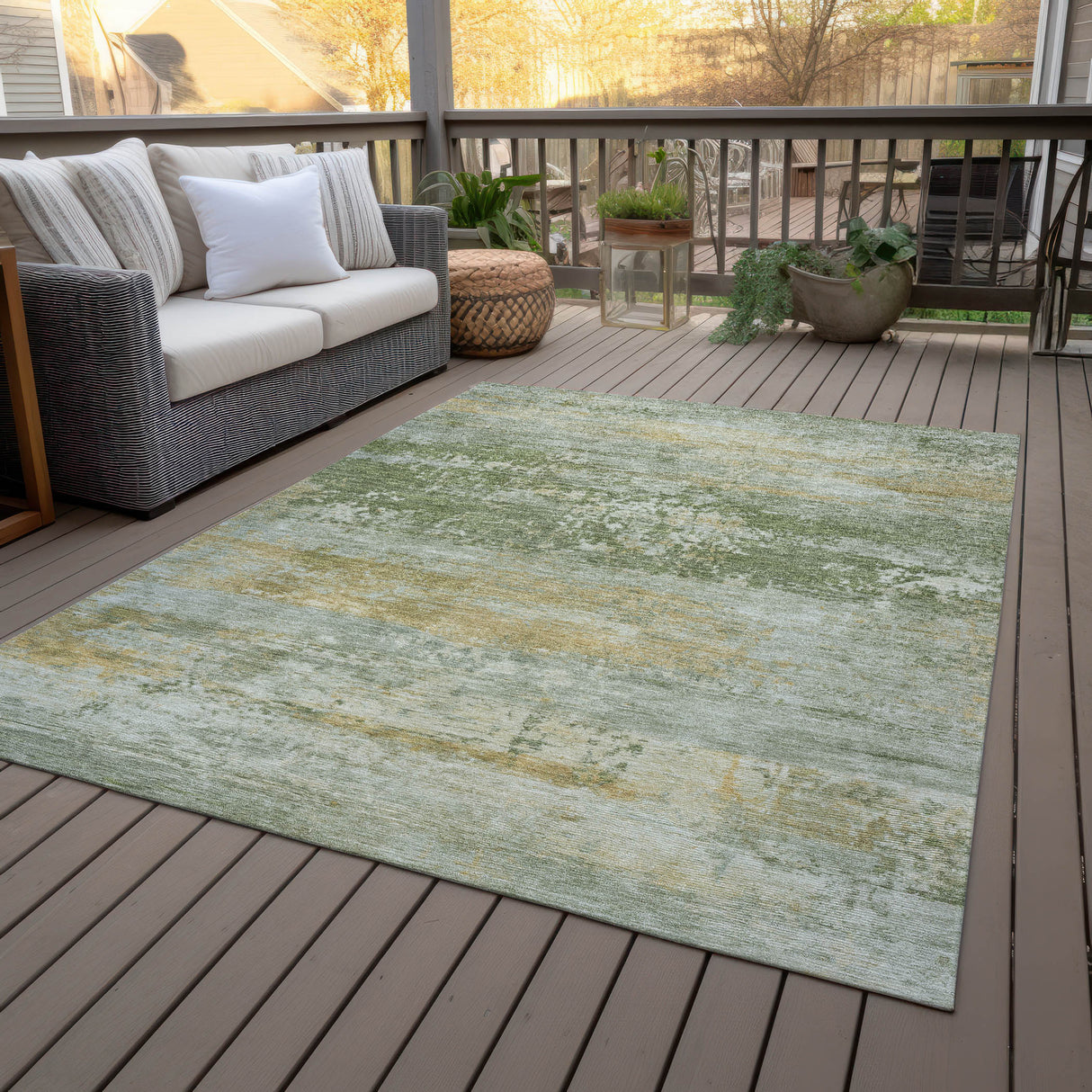 Addison Chantille ACN2146 Abstract Machine Made Transitional Aloe Rug