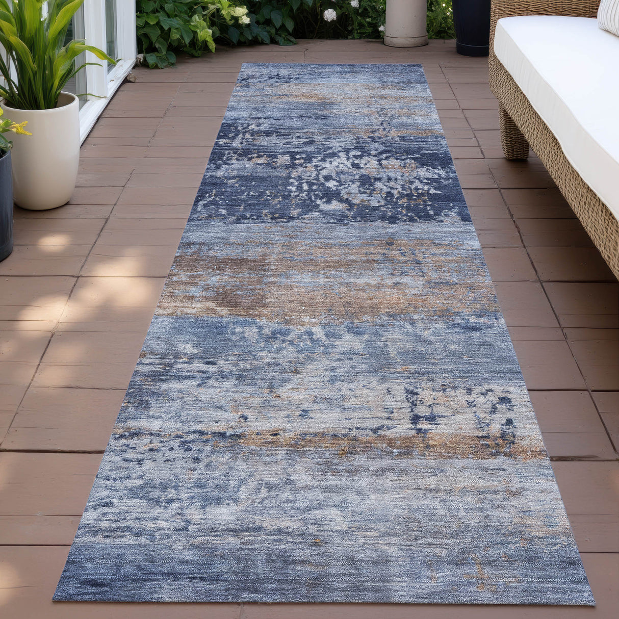 Addison Chantille ACN2146 Abstract Machine Made Transitional Blue Rug